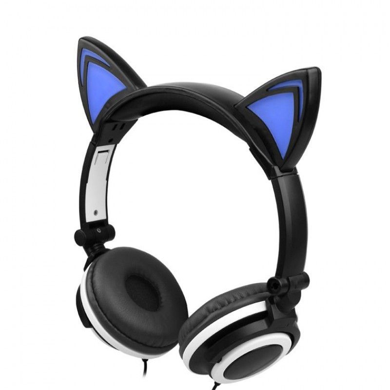 High quality products recommend popular new children's cartoon cat ear headset with light-emitting foldable mobile phone music headset 