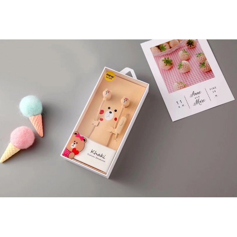 Kn-209 cartoon cute animal series voice headset general mobile phone in ear sports music headset wholesale 