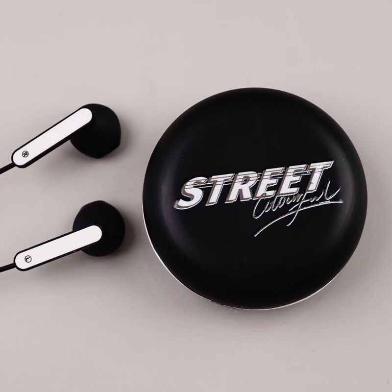 Ed-1025 earphone 3.5mm general street style with storage box multi color trend music by wire earphone wholesale 