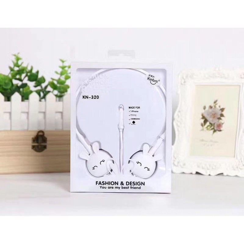 Kn-320 cute cartoon rabbit model headset student fresh girl series headset wholesale 
