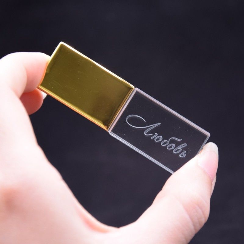 Factory direct crystal luminous U disk creative business metal crystal U disk can be printed logo customized U disk 