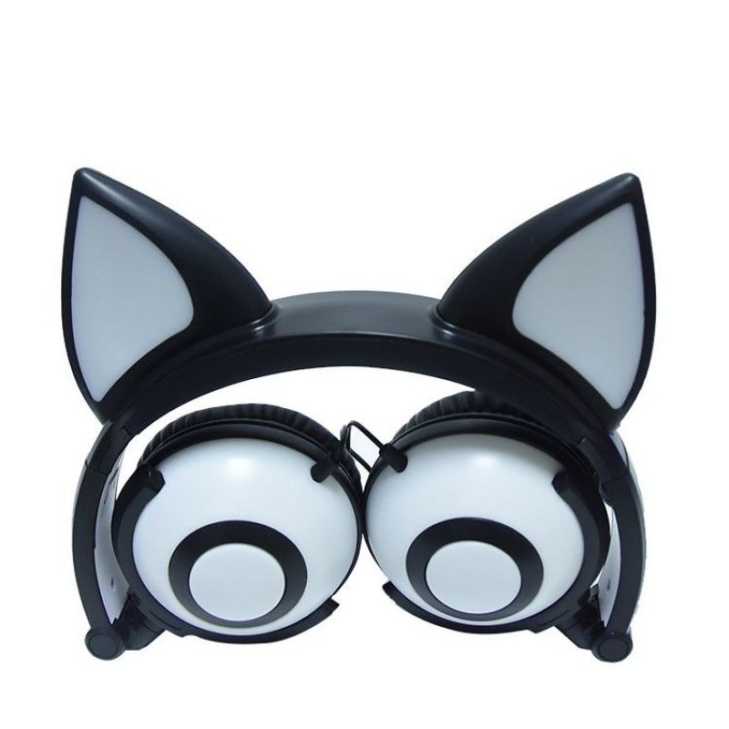 Earphone factory wholesales cross border special power supplier's popular cat fox ear luminous children's earphone 