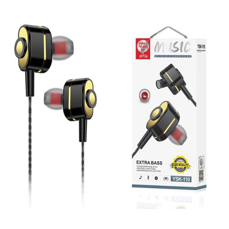 New ysk-110 in ear earphone, game by wire, music, solid color, high quality stereo earphone for students