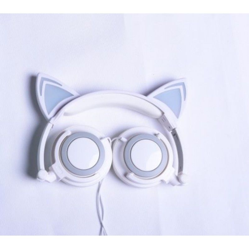 Cross border special payment for new children's cartoon cat ear headset with light-emitting folding mobile phone music headset 