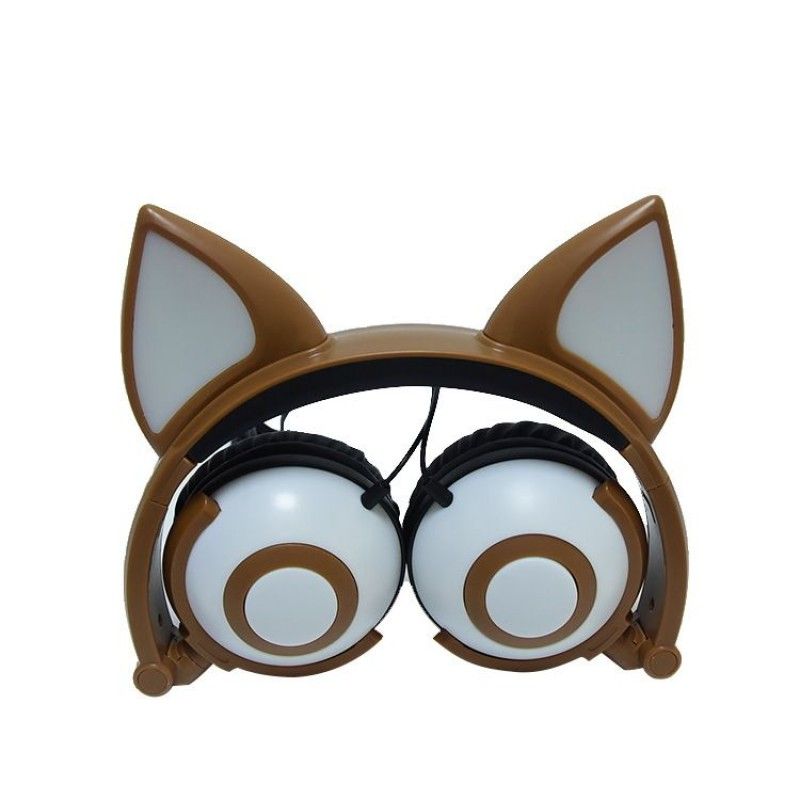 Earphone factory wholesales cross border special power supplier's popular cat fox ear luminous children's earphone 