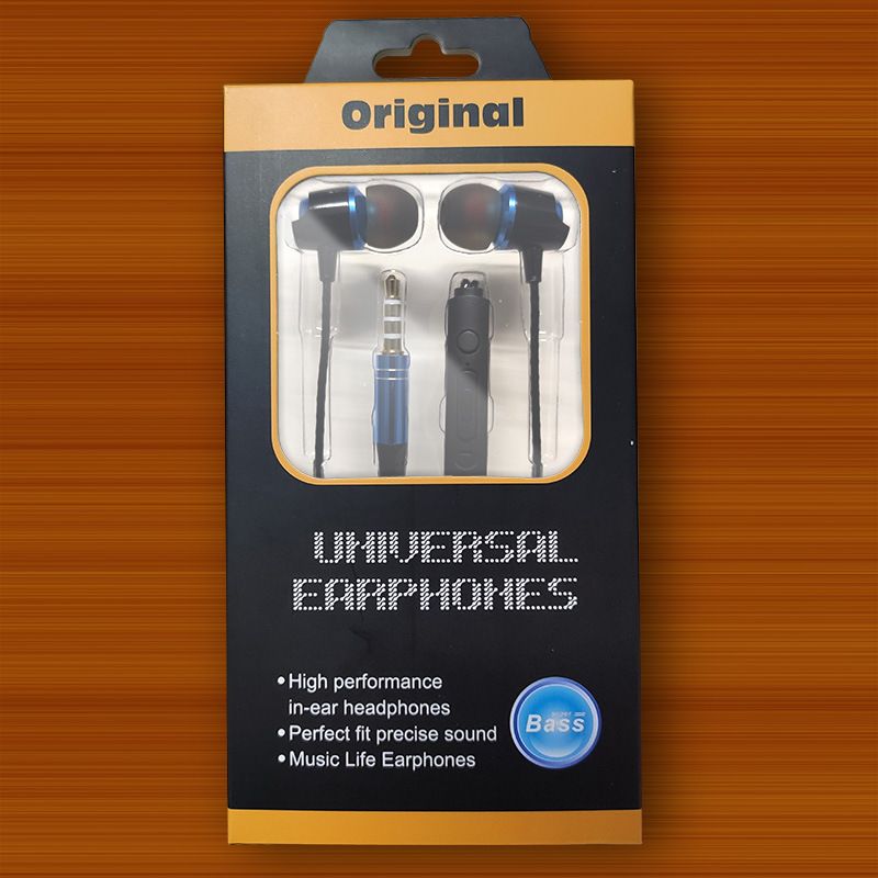 Metal earphone wire controlled subwoofer mobile phone computer earphone in ear earphone earplug general wholesale 