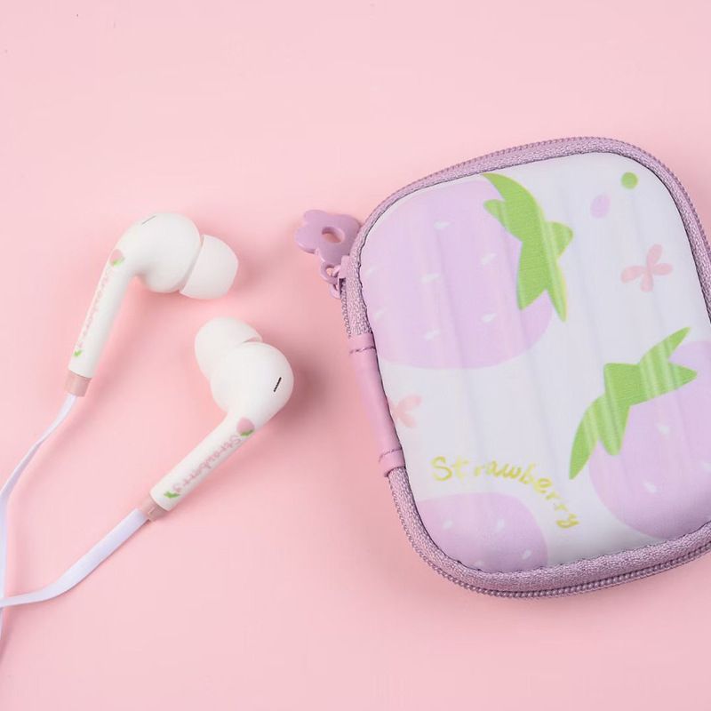 Ed-1018 sweet girl heart earphone student with fruit collection box music 3.5mm wired earphone 