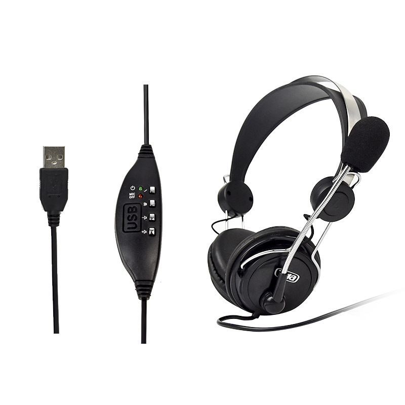 Cross border e-commerce manufacturers wholesale black and blue rotating mark wearable USB plug computer headset 