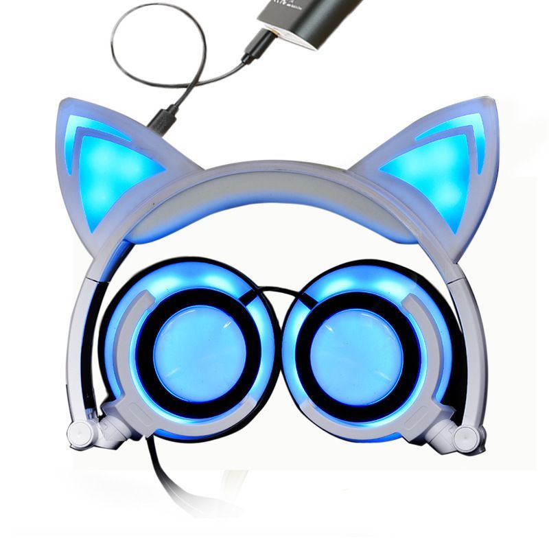 Cross border e-commerce boom headset manufacturers wholesale spot cat light charging headset folding children's headphones 