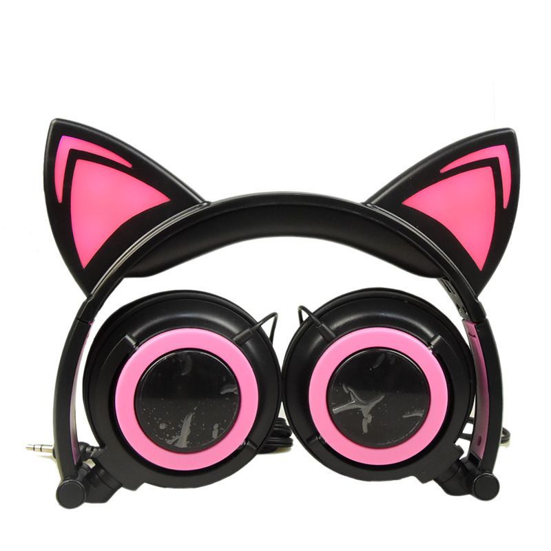 Hot selling cartoon cat ear luminous earphone 