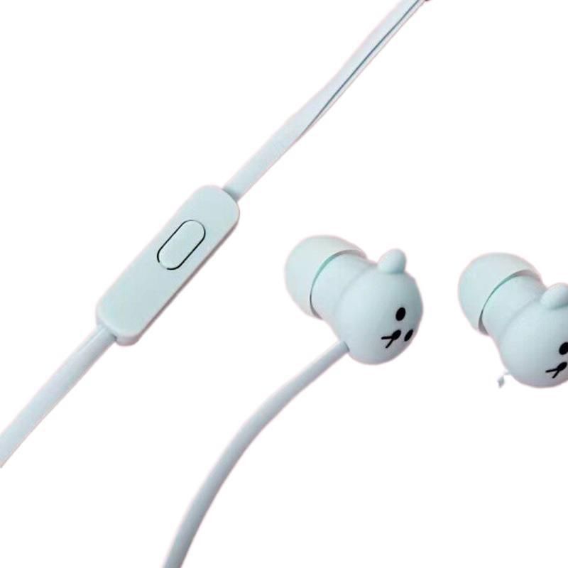Kn-3034 wired earphone with storage box cute bear series music earphone by wire in ear earplug 