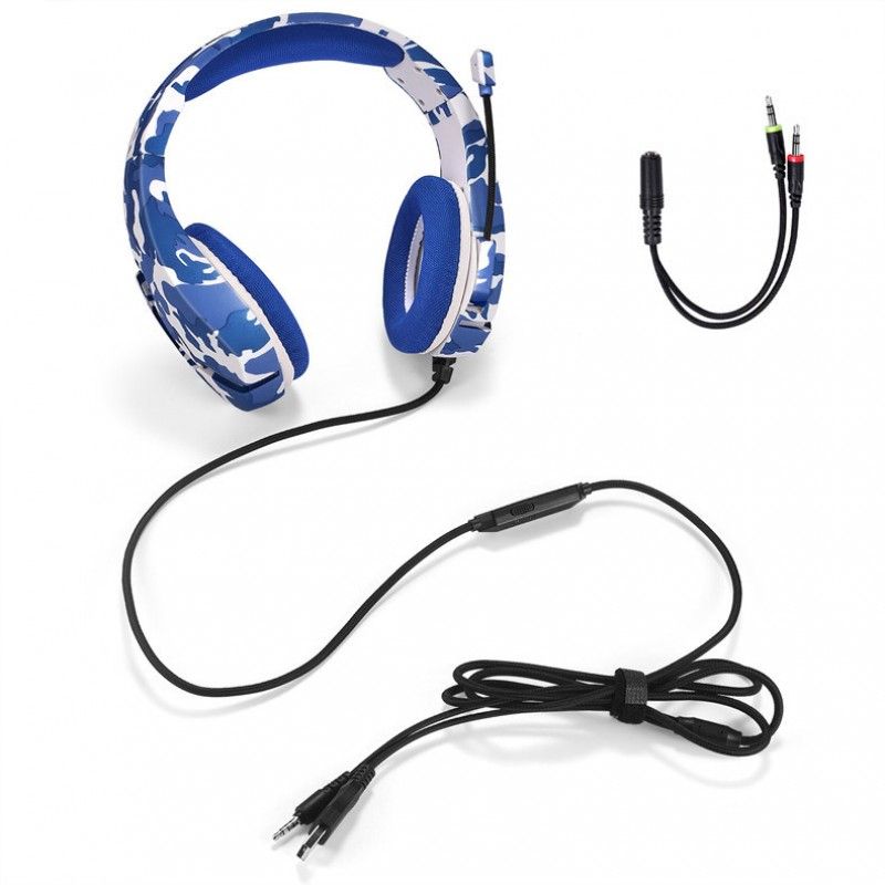 Cross border new computer wired headset RGB luminous camouflage PS4 game electronic competition music mobile phone headset 