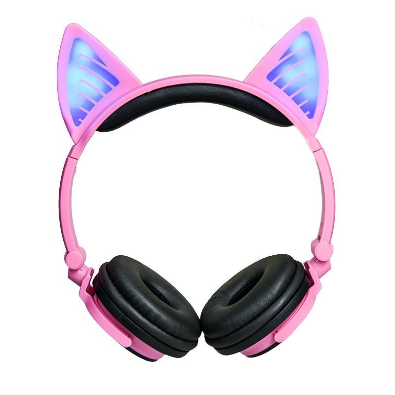 E-commerce hot spot wholesale customized cat ear luminous foldable wireless Bluetooth headset 