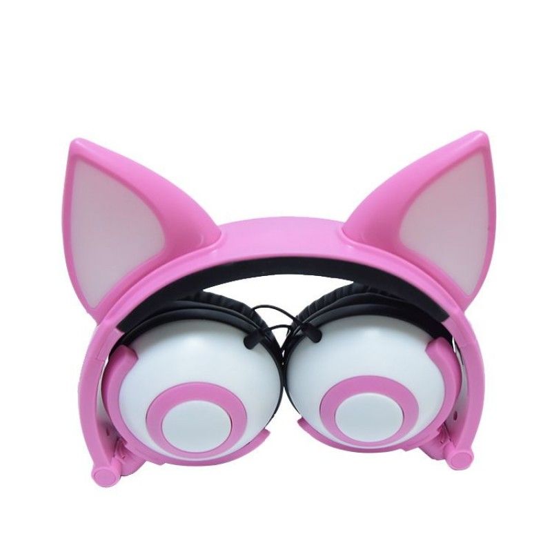 Earphone factory wholesales cross border special power supplier's popular cat fox ear luminous children's earphone 