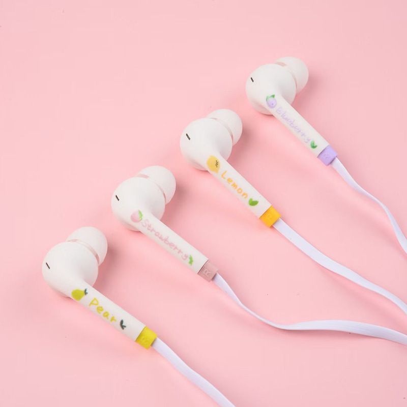 Ed-1018 sweet girl heart earphone student with fruit collection box music 3.5mm wired earphone 