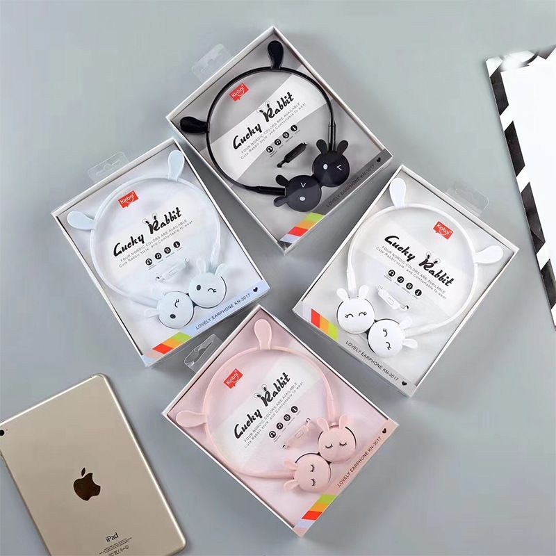 Kn-3017 cute rabbit eared headset student mobile phone universal music headset 