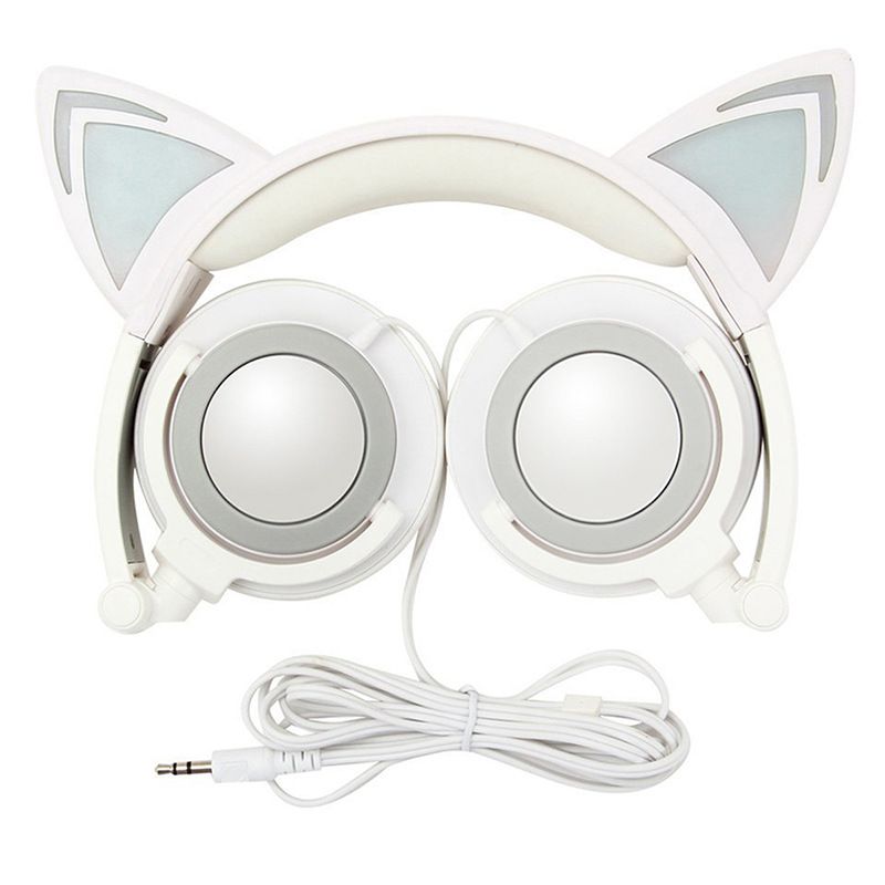Hot selling cartoon cat ear luminous earphone 