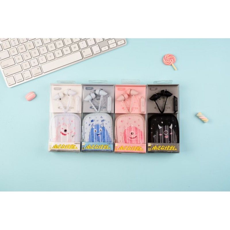 Ed-1017 cartoon cartoon monster horn headset with cute storage box mobile phone universal wired headset wholesale 