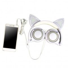 Hot selling cat's ear luminous earphone youth insp...