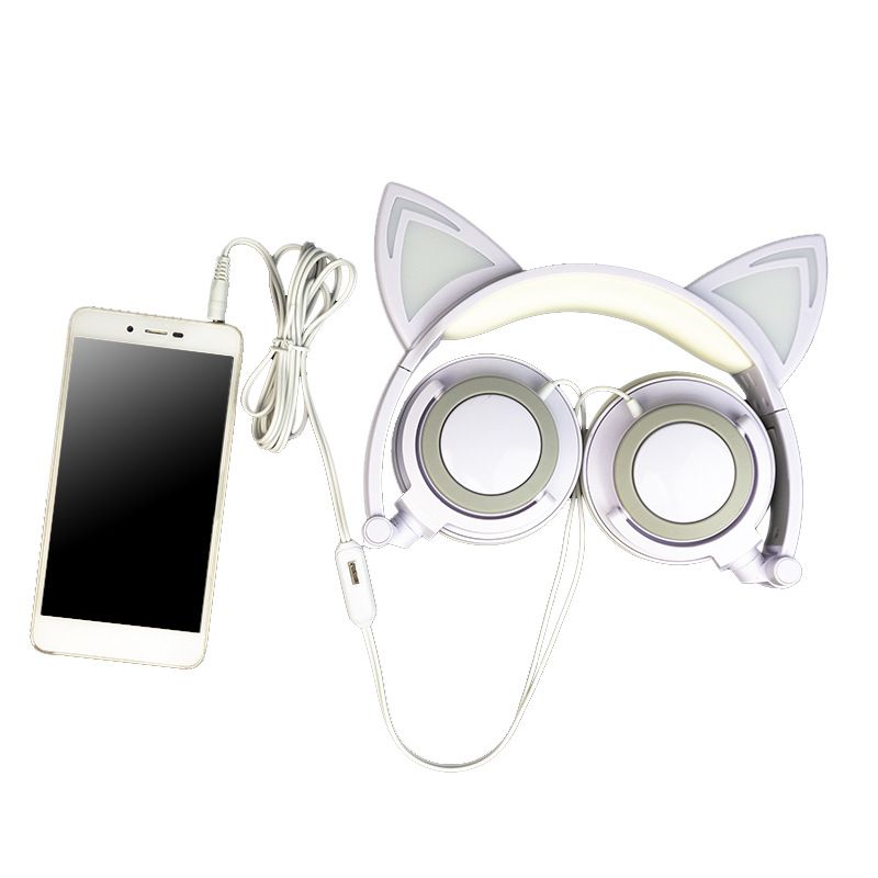 Hot selling cat's ear luminous earphone youth inspirational drama 
