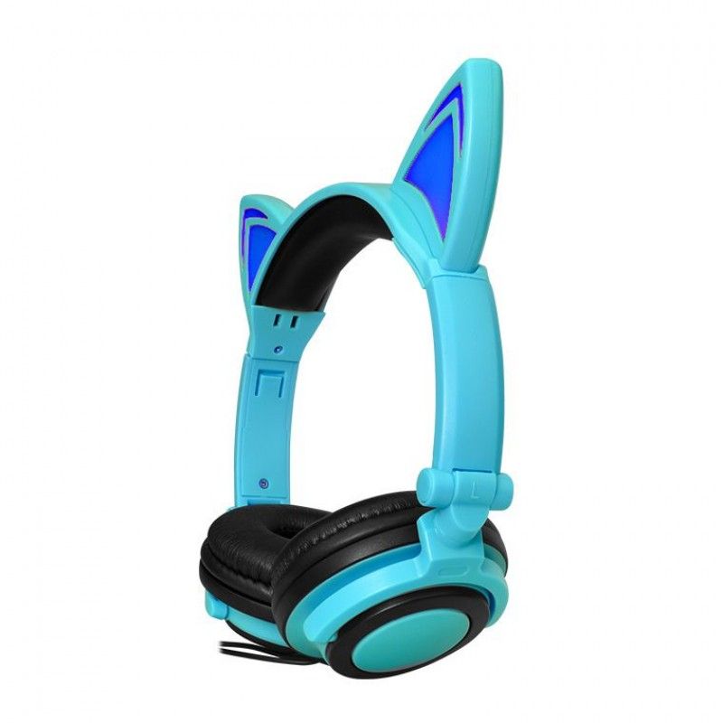 High quality products recommend popular new children's cartoon cat ear headset with light-emitting foldable mobile phone music headset 