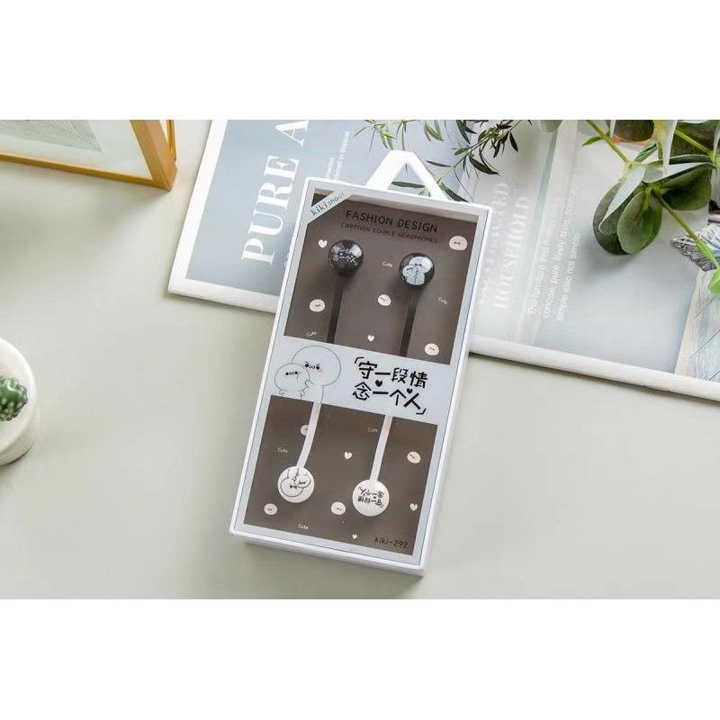 Kiki-292 cable cartoon earphone high quality stereo music game earphone for lovers 