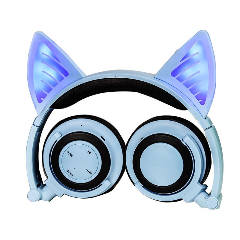 E-commerce hot spot wholesale customized cat ear luminous foldable wireless Bluetooth headset 
