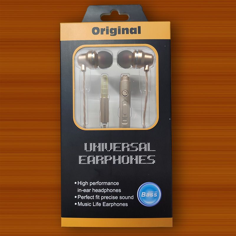 Metal subwoofer wire controlled earphone mobile phone computer general earphone in ear chicken eating game earphone wholesaler 