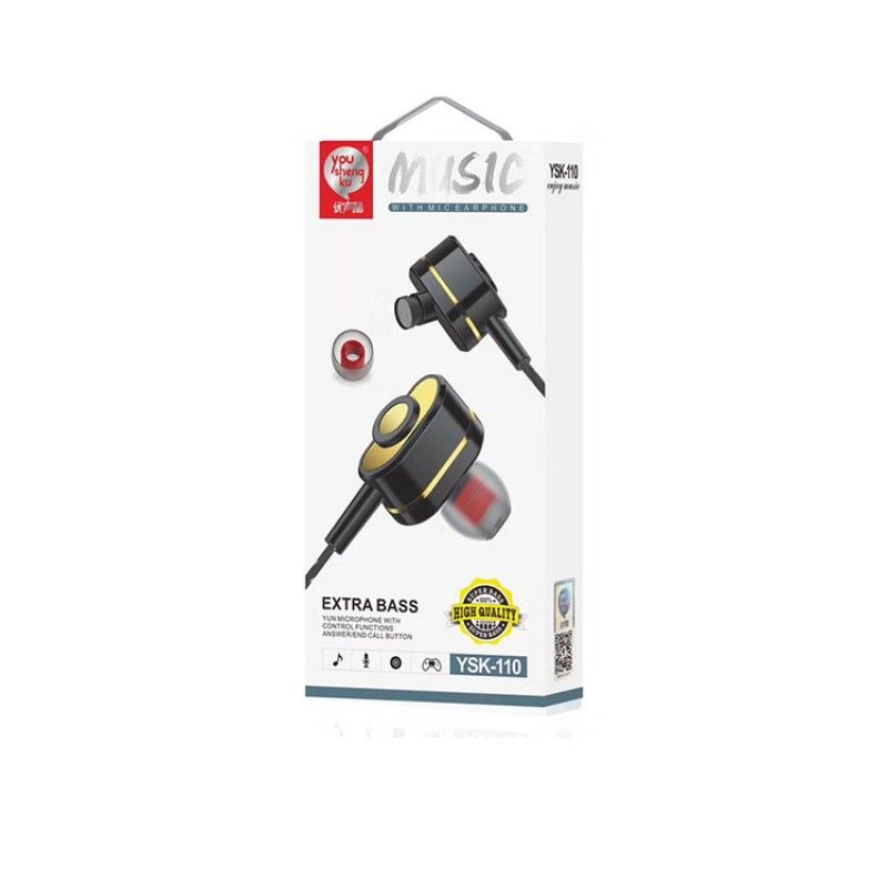 New ysk-110 in ear earphone, game by wire, music, solid color, high quality stereo earphone for students