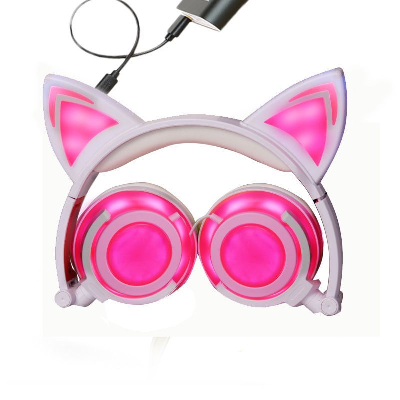 Cross border e-commerce boom headset manufacturers wholesale spot cat light charging headset folding children's headphones 
