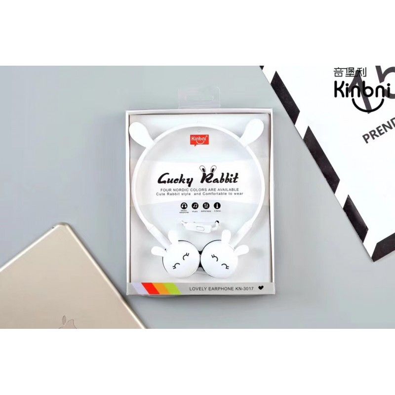 Kn-3017 cute rabbit eared headset student mobile phone universal music headset 