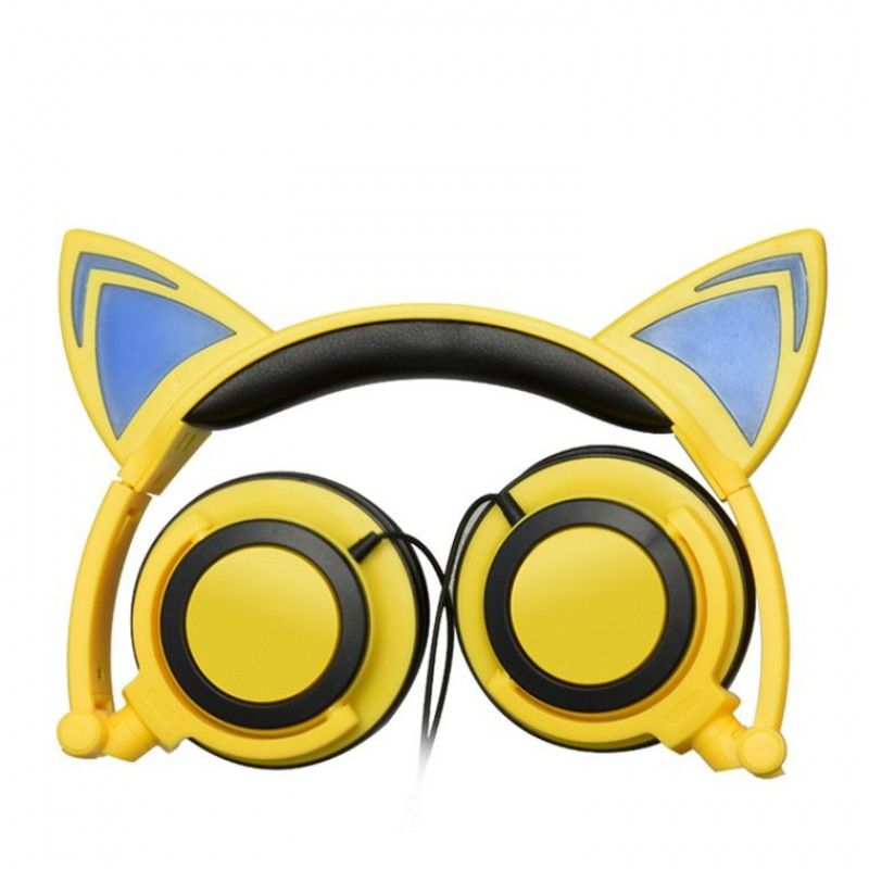 High quality products recommend popular new children's cartoon cat ear headset with light-emitting foldable mobile phone music headset 