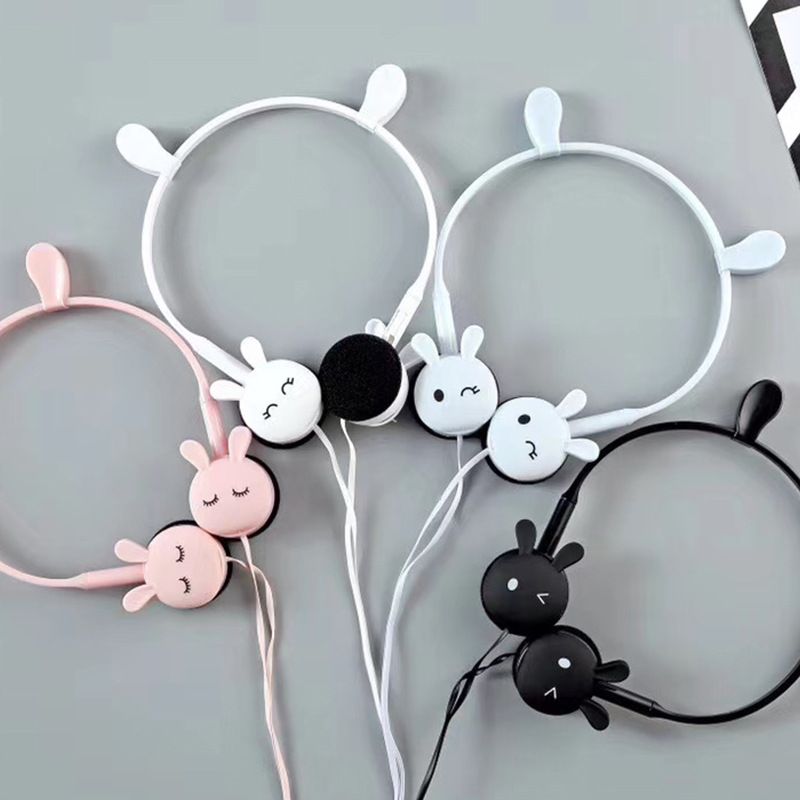 Kn-3017 cute rabbit eared headset student mobile phone universal music headset 