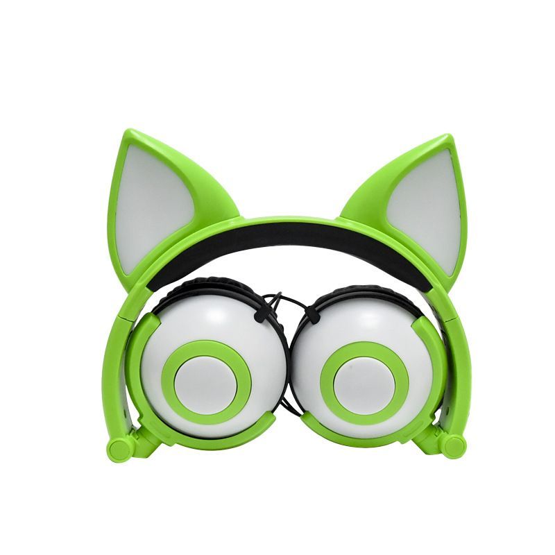 Earphone factory wholesales cross border special power supplier's popular cat fox ear luminous children's earphone 