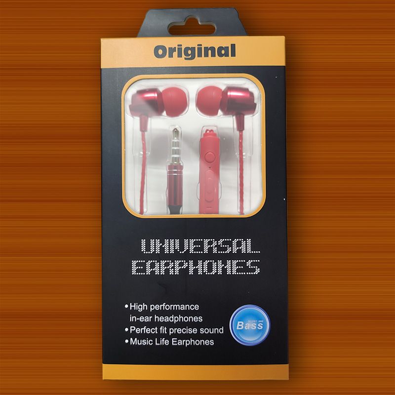 Metal earphone wire controlled subwoofer mobile phone computer earphone in ear earphone earplug general wholesale 