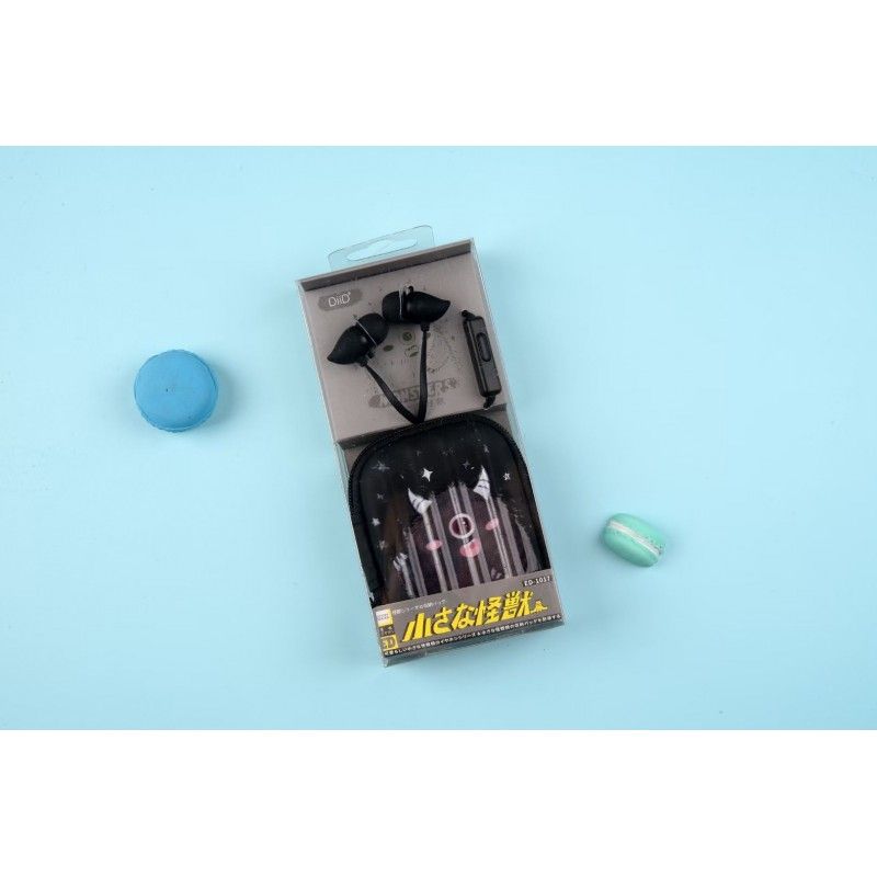 Ed-1017 cartoon cartoon monster horn headset with cute storage box mobile phone universal wired headset wholesale 