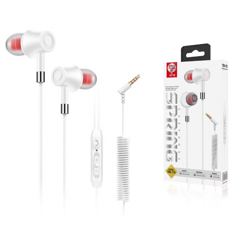 Ysk-116 in ear spring line tuning headset solid color by wire game music high quality stereo headset 