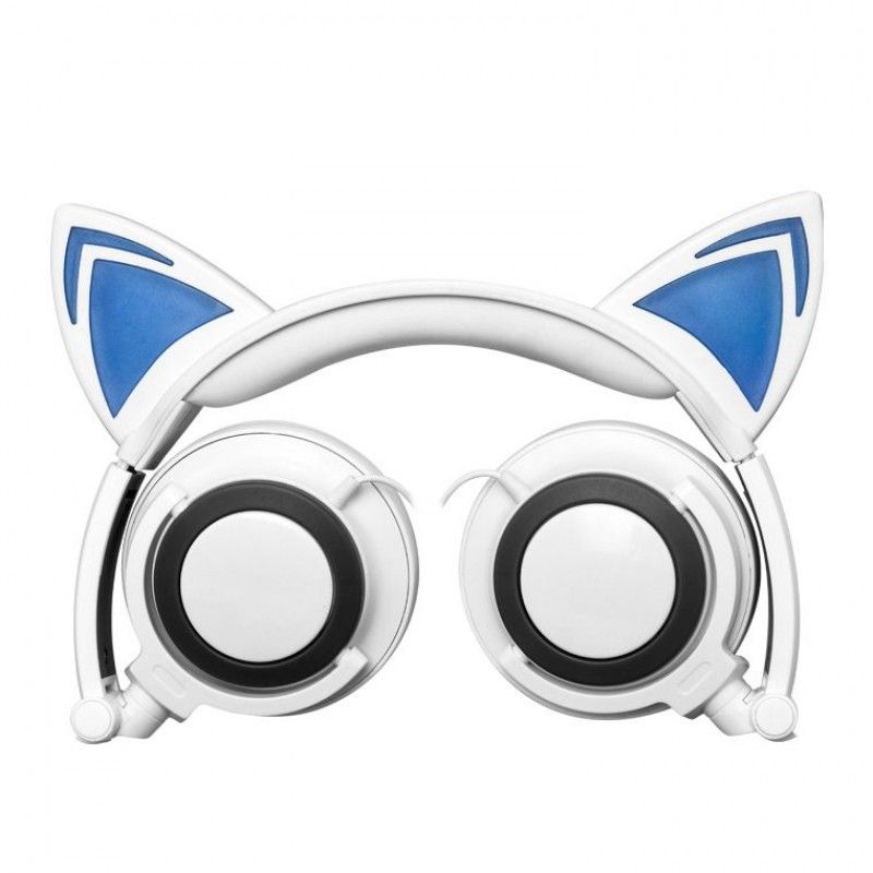 Source factory stock 12 kinds of color cartoon cat ear luminous cable folding headset 