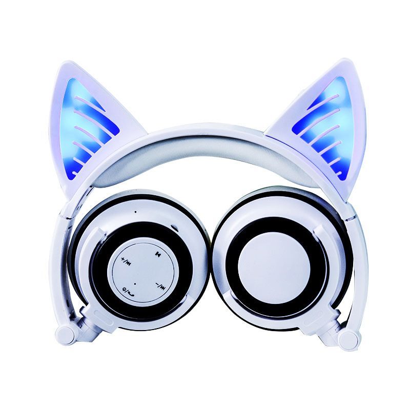 E-commerce hot spot wholesale customized cat ear luminous foldable wireless Bluetooth headset 
