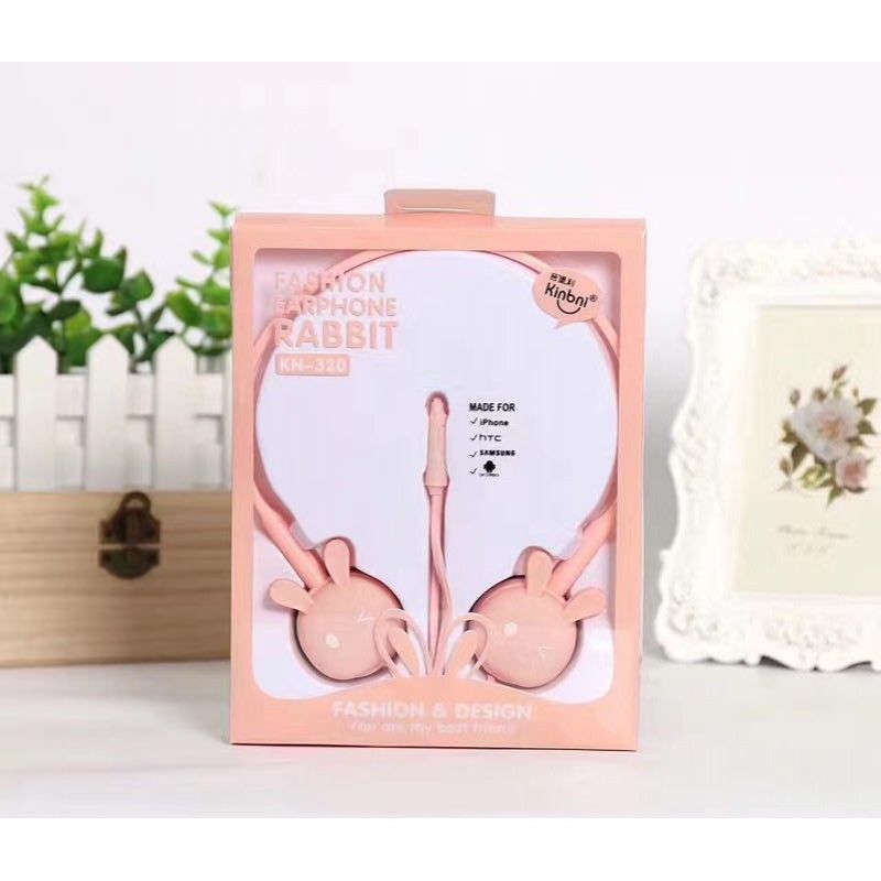 Kn-320 cute cartoon rabbit model headset student fresh girl series headset wholesale 