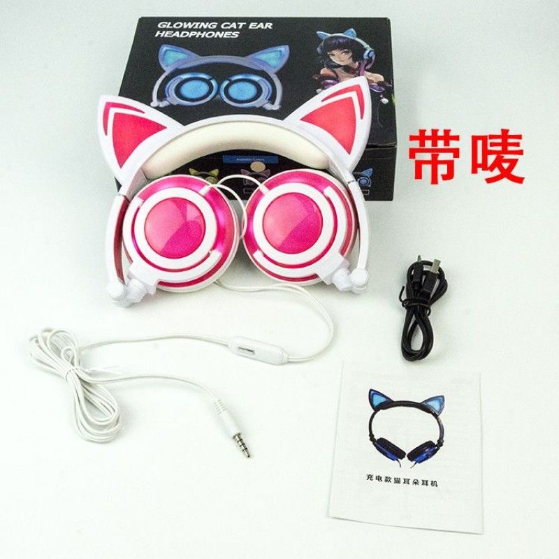 Cross border e-commerce boom headset manufacturers wholesale spot cat light charging headset folding children's headphones 