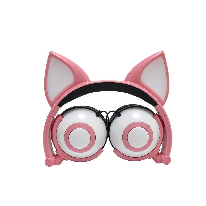 Earphone factory wholesales cross border special power supplier's popular cat fox ear luminous children's earphone 
