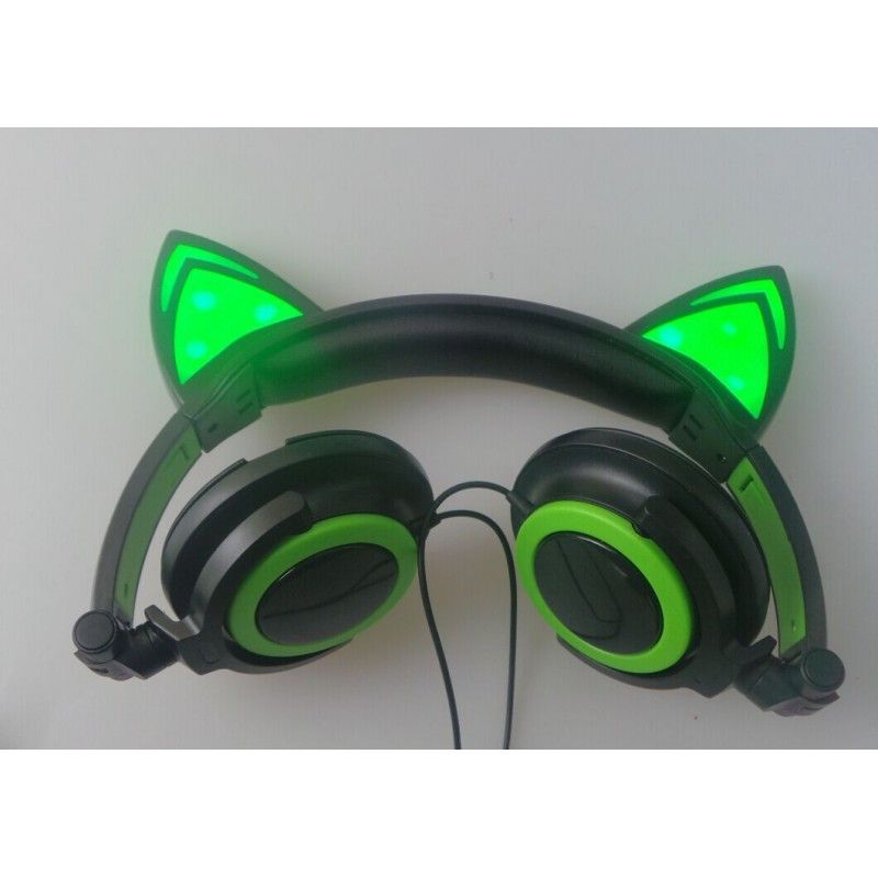 Cross border special payment for new children's cartoon cat ear headset with light-emitting folding mobile phone music headset 