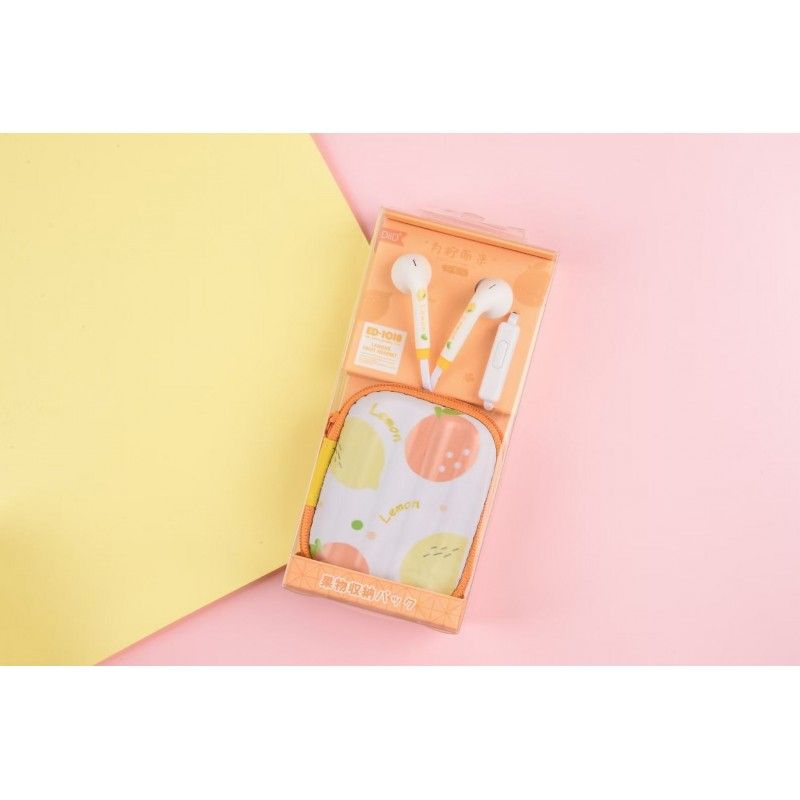 Ed-1018 sweet girl heart earphone student with fruit collection box music 3.5mm wired earphone 