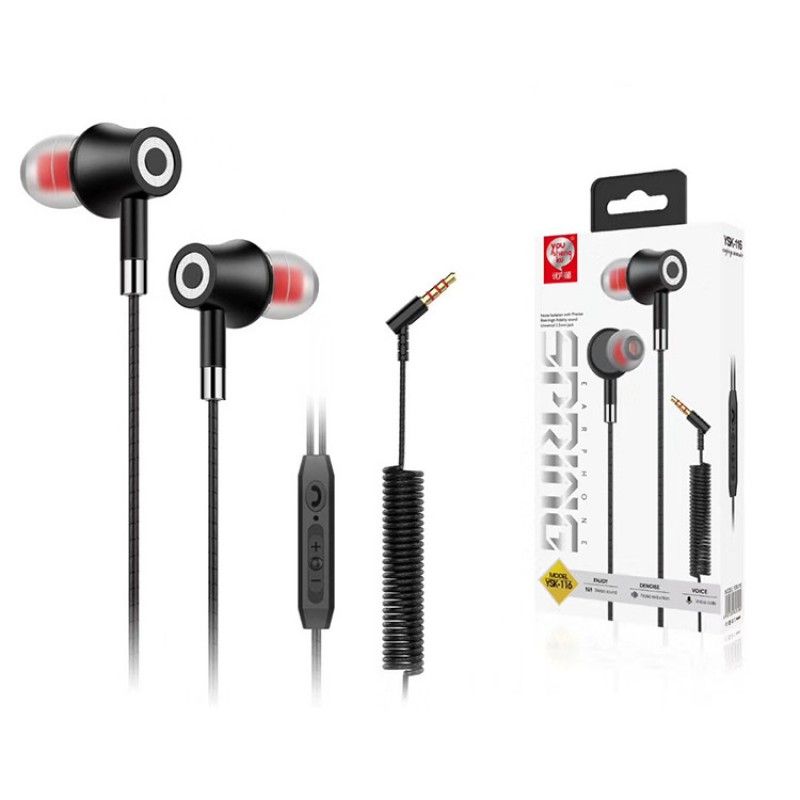 Ysk-116 in ear spring line tuning headset solid color by wire game music high quality stereo headset 