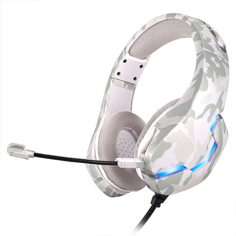 Cross border new computer wired headset RGB luminous camouflage PS4 game electronic competition music mobile phone headset 