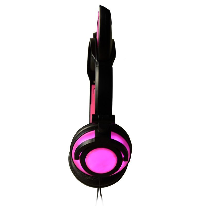 Source factory stock 12 kinds of color cartoon cat ear luminous cable folding headset 