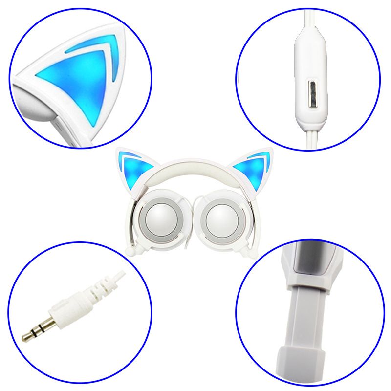 Hot selling cat's ear luminous earphone youth inspirational drama 