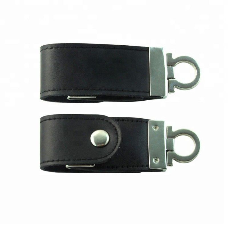 Leather case key ring embossed logo leather U disk to customize 8g16g32g leather case U disk 