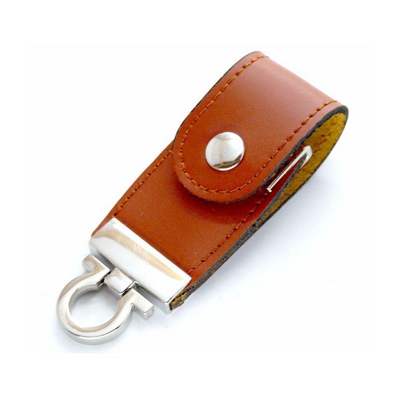 Leather case key ring embossed logo leather U disk to customize 8g16g32g leather case U disk 